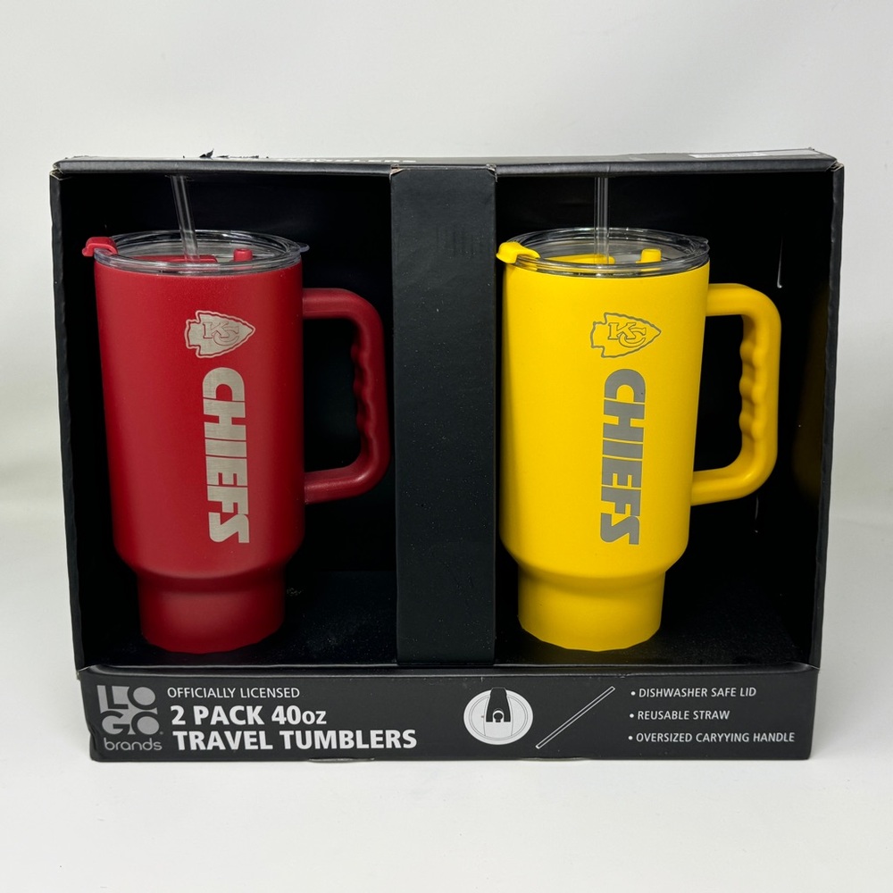 NFL Kansas City Chief's Logobrand Stainless Steel 40 Ounce 2 Tumblers